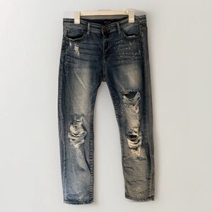 Judy Blue Jeans Womens 31 Boyfriend Fit Distressed Medium Wash Denim Stretch